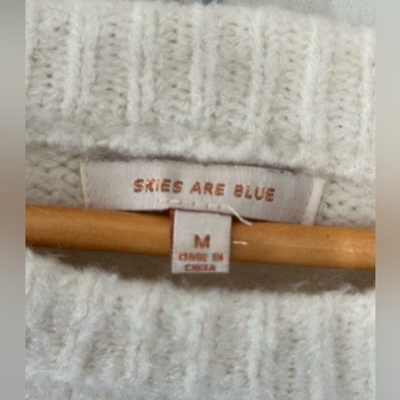 Skies‎ Are Blue Oversized Sleeves Crew Neck Sweater Size Medium Gray Pink Cream - Picture 4 of 4